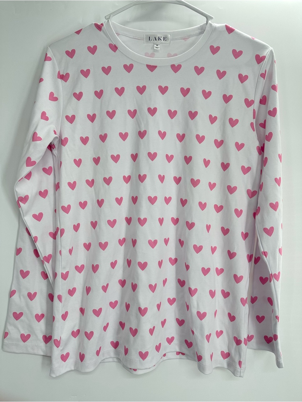 Lake Pink Heart Pajama Long Sleeve TOP ONLY Size Small - Picture 2 of 7